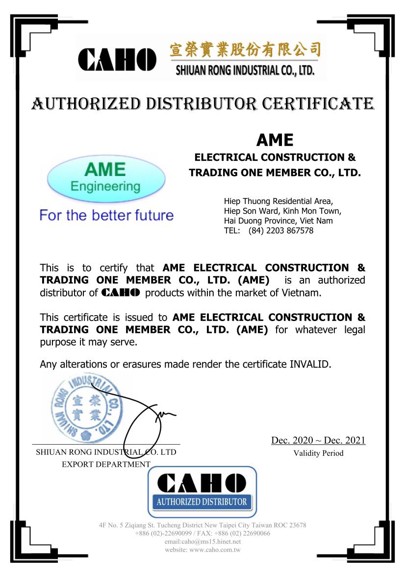 CAHO Certificate